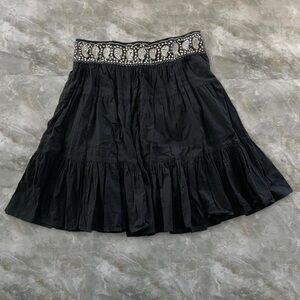BCBGMAXAZRIA 100% Cotton Tiered Skirt Beaded & Sequin Waistband